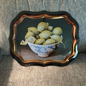 Decorative Tray with Lemons Design